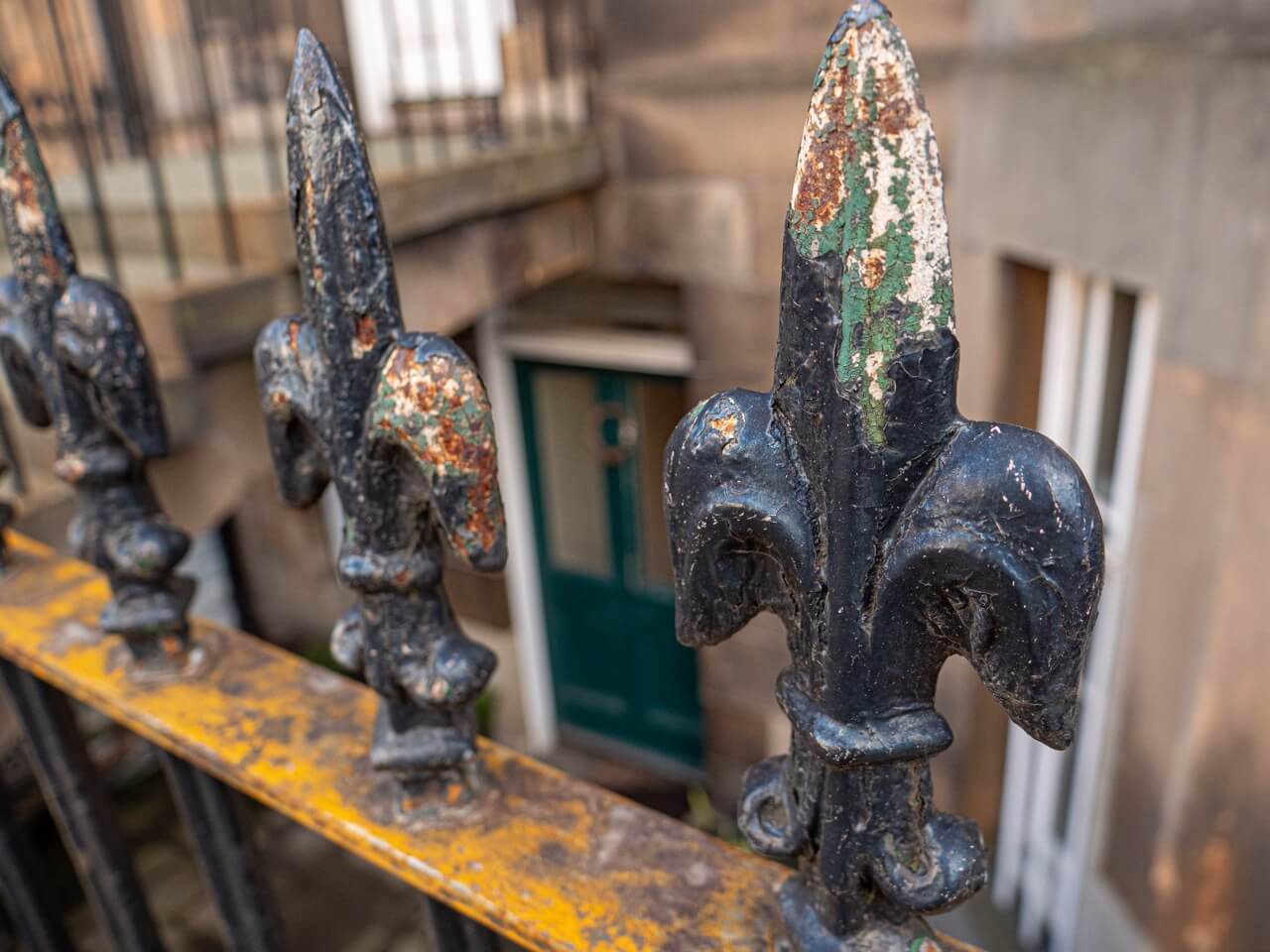 Antique Railings needing painting and restoration - picture of Edinburgh New Town Railings